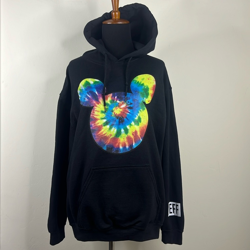 DISNEY x NEFF Black Tie Dye Mickey Ears Hoodie M